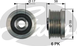 Gates OAP7168 - Pulley, alternator, freewheel clutch autospares.lv