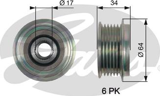 Gates OAP7167 - Pulley, alternator, freewheel clutch autospares.lv