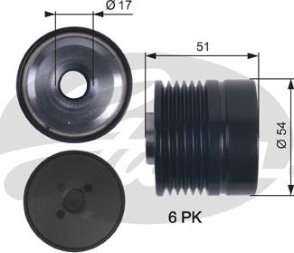 Gates OAP7118 - Pulley, alternator, freewheel clutch autospares.lv