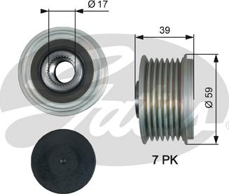 Gates OAP7189 - Pulley, alternator, freewheel clutch autospares.lv