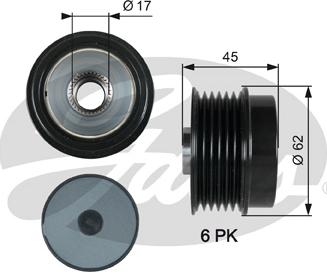 Gates OAP7180 - Pulley, alternator, freewheel clutch autospares.lv