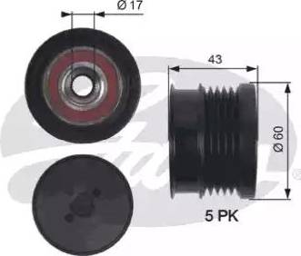 Gates OAP7134 - Pulley, alternator, freewheel clutch autospares.lv