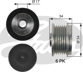 Gates OAP7135 - Pulley, alternator, freewheel clutch autospares.lv