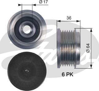 Gates OAP7131 - Pulley, alternator, freewheel clutch autospares.lv