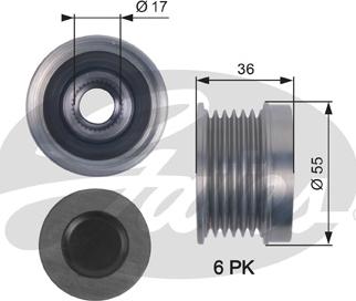 Gates OAP7138 - Pulley, alternator, freewheel clutch autospares.lv