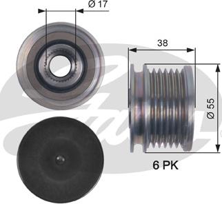 Gates OAP7124 - Pulley, alternator, freewheel clutch autospares.lv