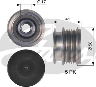 Gates OAP7126 - Pulley, alternator, freewheel clutch autospares.lv