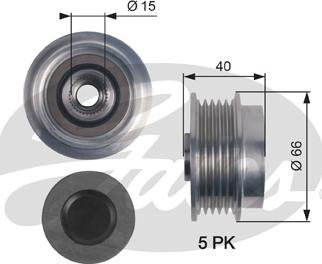 Gates OAP7121 - Pulley, alternator, freewheel clutch autospares.lv