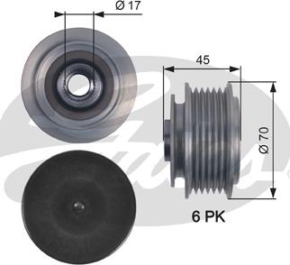 Gates OAP7128 - Pulley, alternator, freewheel clutch autospares.lv