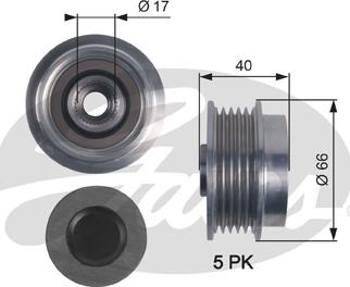 Gates OAP7122 - Pulley, alternator, freewheel clutch autospares.lv