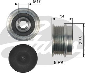 Gates OAP7127 - Pulley, alternator, freewheel clutch autospares.lv