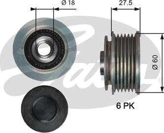 Gates OAP7176 - Pulley, alternator, freewheel clutch autospares.lv