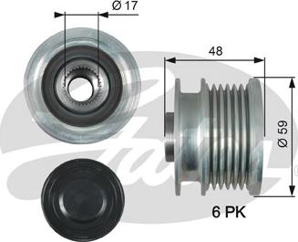 Gates OAP7178 - Pulley, alternator, freewheel clutch autospares.lv