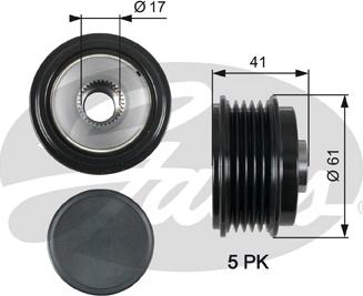 Gates OAP7173 - Pulley, alternator, freewheel clutch autospares.lv