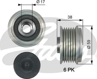 Gates OAP7177 - Pulley, alternator, freewheel clutch autospares.lv