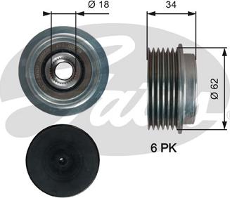 Gates OAP7203 - Pulley, alternator, freewheel clutch autospares.lv