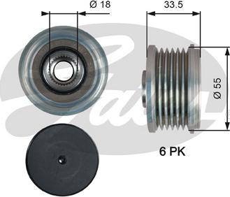 Gates OAP7216 - Pulley, alternator, freewheel clutch autospares.lv