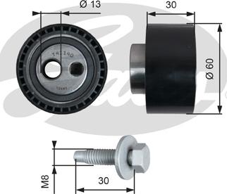 Gates T41140 - Tensioner Pulley, timing belt autospares.lv