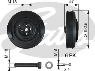 Gates TVD1033A - Belt Pulley, crankshaft autospares.lv