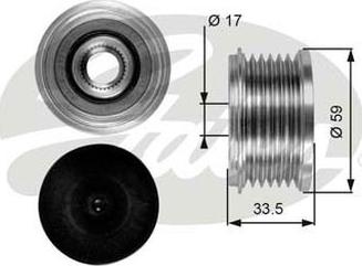 GATES-AU OAP7080 - Pulley, alternator, freewheel clutch autospares.lv