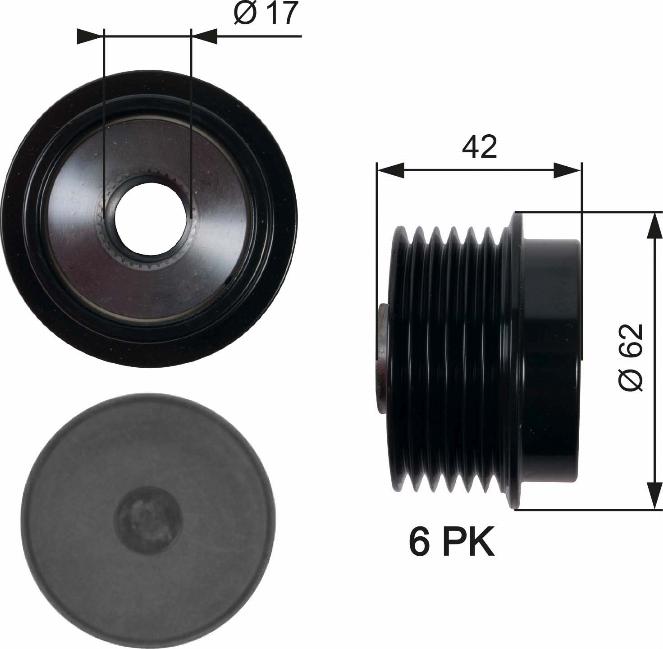 GATES-AU OAP7152 - Pulley, alternator, freewheel clutch autospares.lv