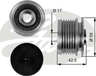 GATES-AU OAP7106 - Pulley, alternator, freewheel clutch autospares.lv