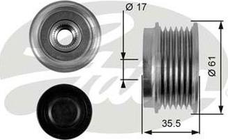 GATES-AU OAP7100 - Pulley, alternator, freewheel clutch autospares.lv