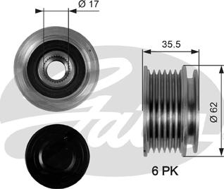 GATES-SEA OAP7044 - Pulley, alternator, freewheel clutch autospares.lv