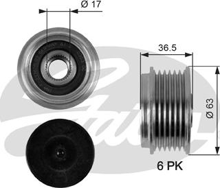 GATES-SEA OAP7051 - Pulley, alternator, freewheel clutch autospares.lv