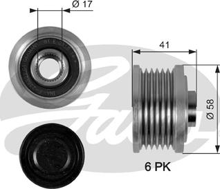 GATES-SEA OAP7052 - Pulley, alternator, freewheel clutch autospares.lv