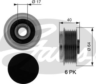 GATES-SEA OAP7037 - Pulley, alternator, freewheel clutch autospares.lv