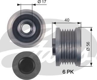 GATES-SEA OAP7129 - Pulley, alternator, freewheel clutch autospares.lv