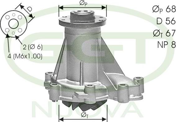 GGT PA10516 - Water Pump autospares.lv