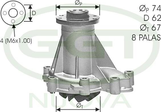 GGT PA12147 - Water Pump autospares.lv