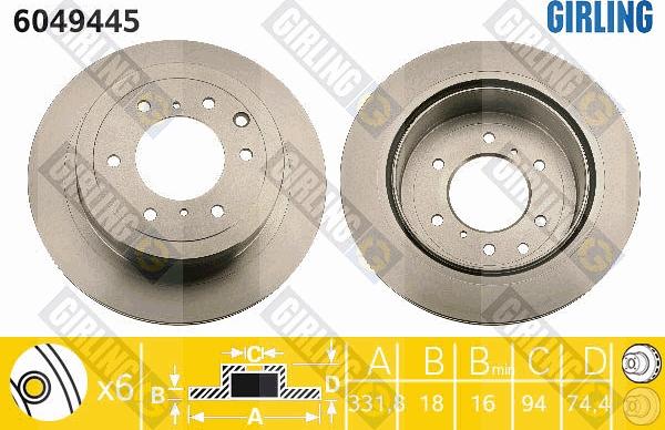 Girling 6049445 - Brake Disc autospares.lv