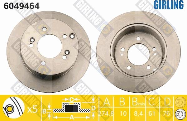 Girling 6049464 - Brake Disc autospares.lv