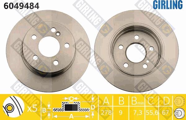 Girling 6049484 - Brake Disc autospares.lv