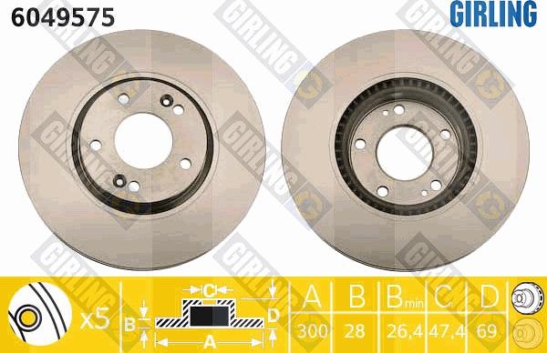 Girling 6049575 - Brake Disc autospares.lv