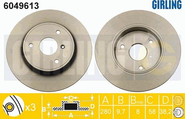 Girling 6049613 - Brake Disc autospares.lv