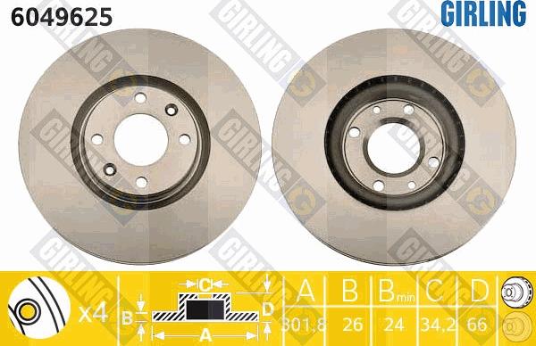 Girling 6049625 - Brake Disc autospares.lv