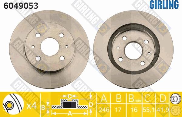 Girling 6049053 - Brake Disc autospares.lv