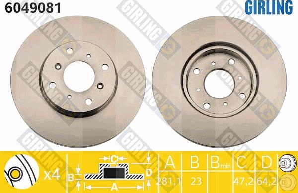 Girling 6049081 - Brake Disc autospares.lv