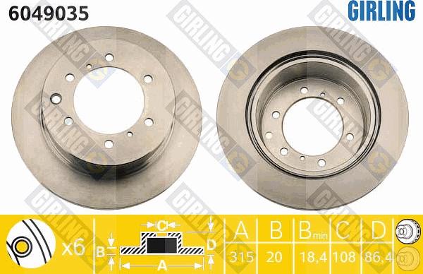 Girling 6049035 - Brake Disc autospares.lv