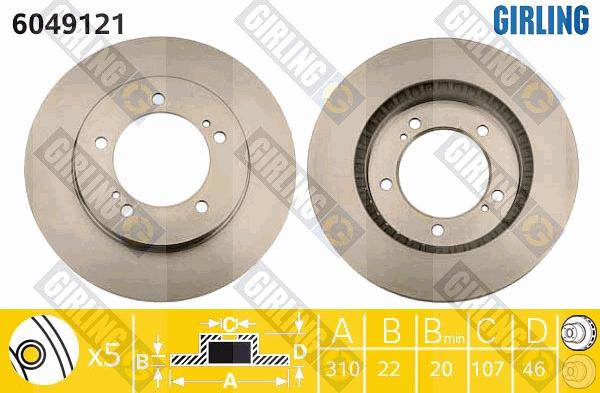 Girling 6049121 - Brake Disc autospares.lv