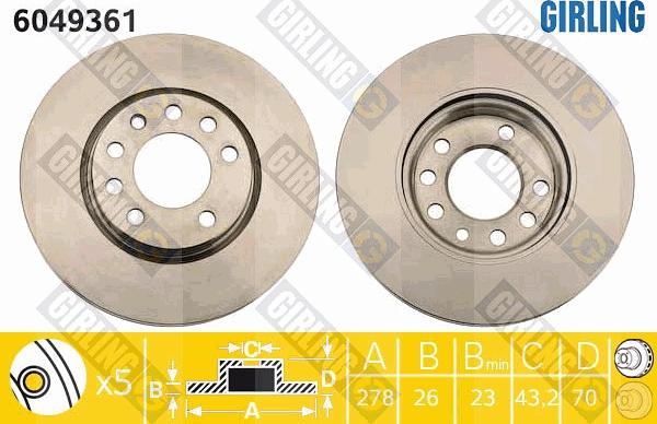 Girling 6049361 - Brake Disc autospares.lv