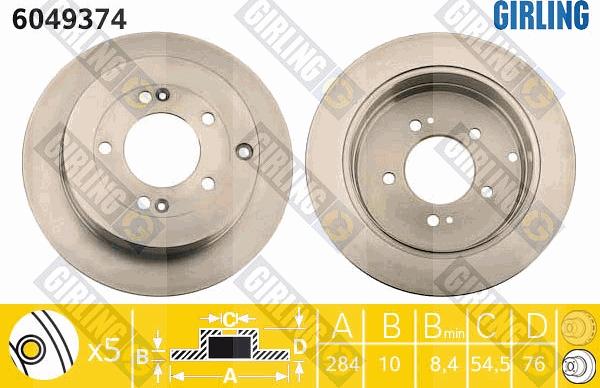 Girling 6049374 - Brake Disc autospares.lv