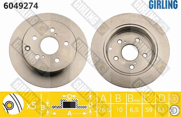 Girling 6049274 - Brake Disc autospares.lv