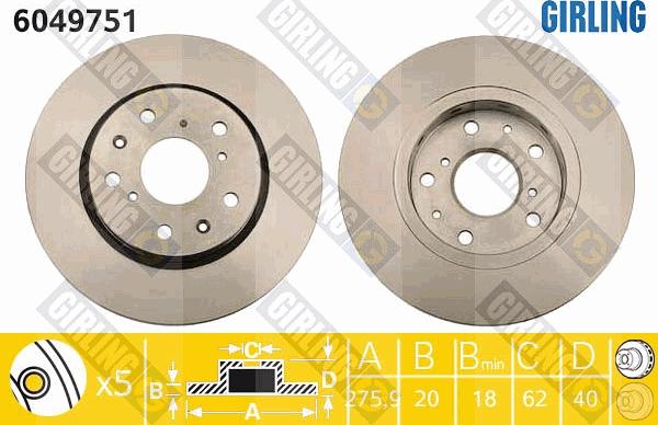 Girling 6049751 - Brake Disc autospares.lv