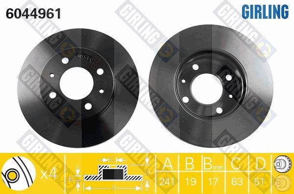 Girling 6044961 - Brake Disc autospares.lv