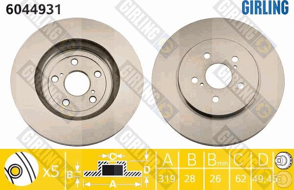 Girling 6044931 - Brake Disc autospares.lv